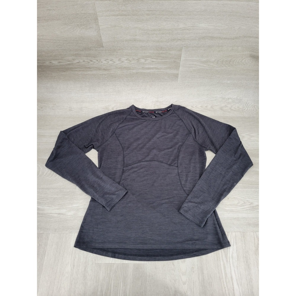 Spyder Women's Long Sleeve Active Shirt Medium Dark Gray Crew Neck Performance